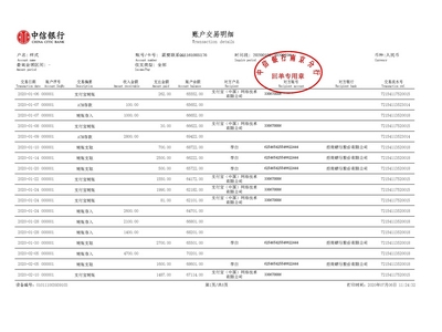 中信银行流水制作